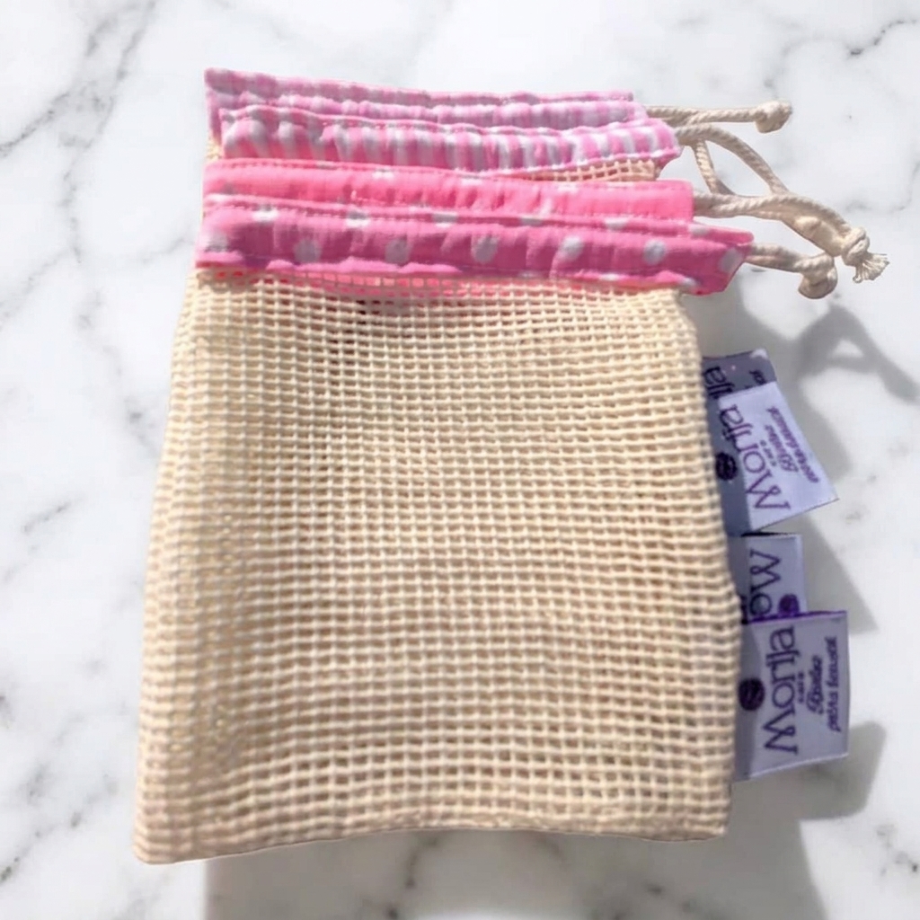 Pochons en filet rose pour savon